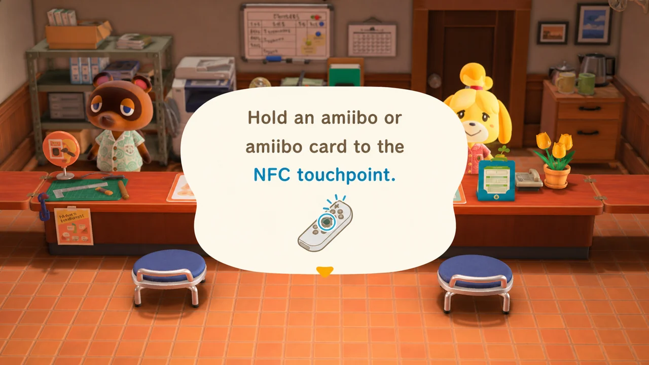 Animal Crossing New Horizons amiibo NFC touchpoint prompt