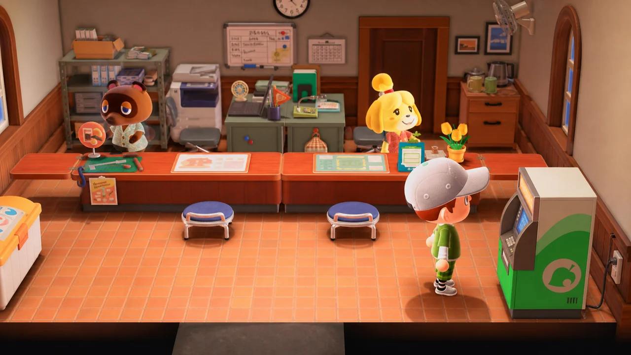 Player standing next to the Nook Stop terminal inside Resident Services